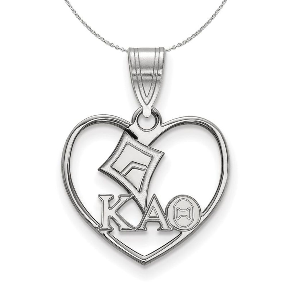 Sterling Silver Kappa Alpha Theta Heart Pendant Necklace - 18 Inch